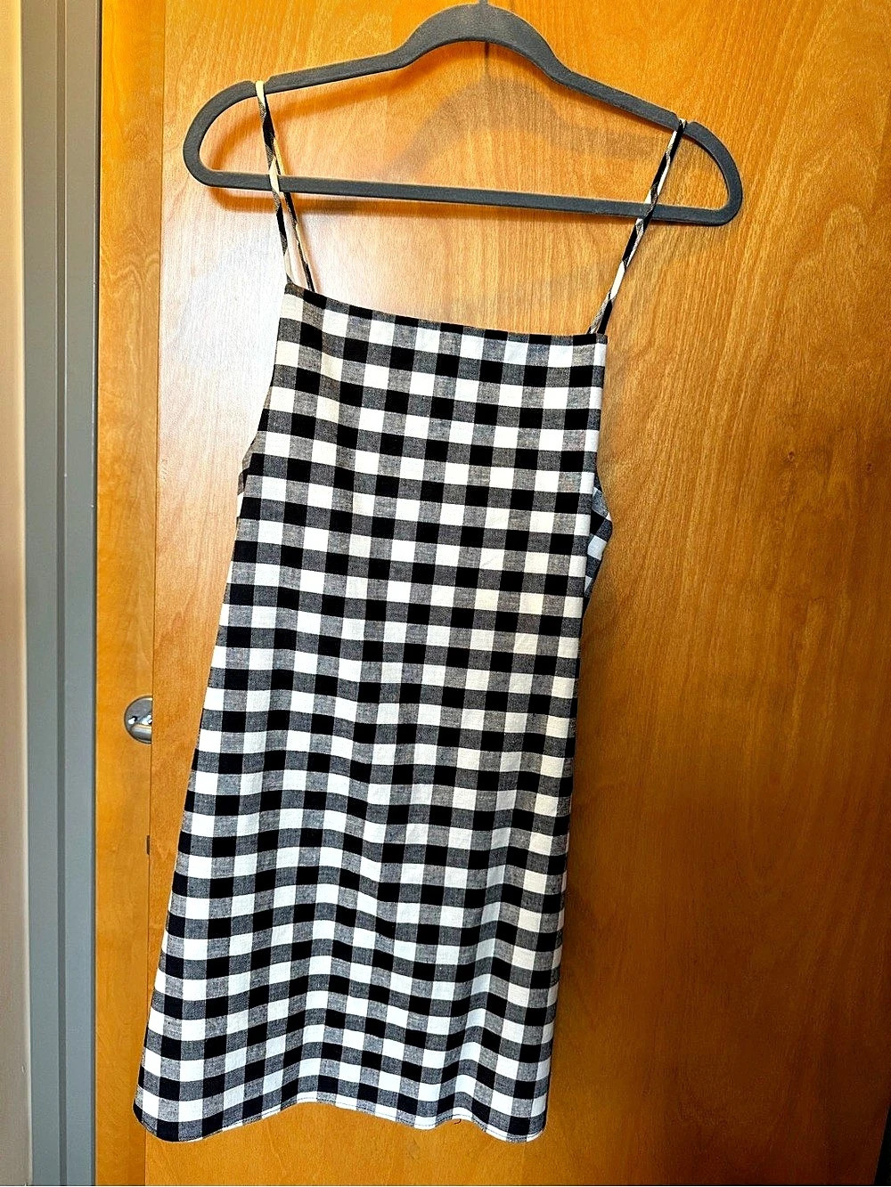 Gingham Midi Dress in Black & White Like New
